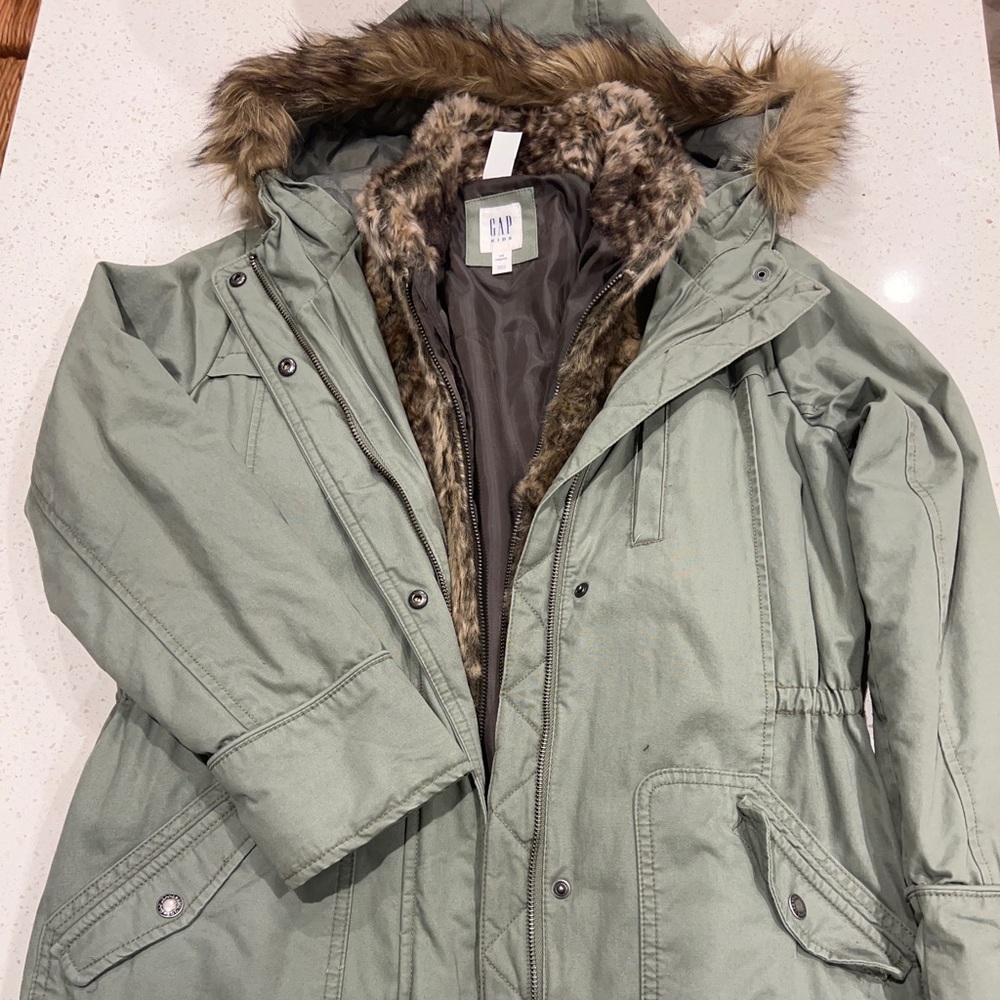 Gap, Girls, Size XXL, Military Green, Detachable Lining, Parka Jacket